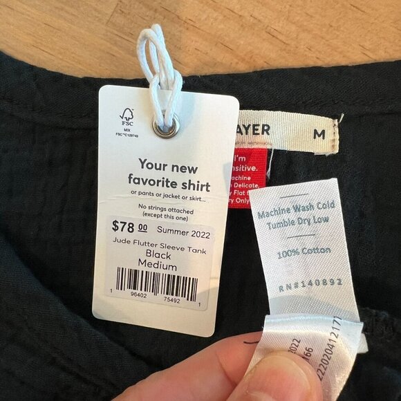 Marine Layer Jude Flutter Sleeve Tank Medium in Black - Picture 5 of 7